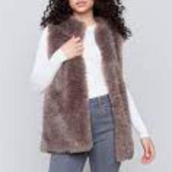Charlie B Long Faux Fur Vest - Picture 3 of 4